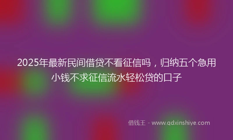 2025年最新民间借贷不看征信吗，归纳五个急用小钱不求征信流水轻松贷的口子