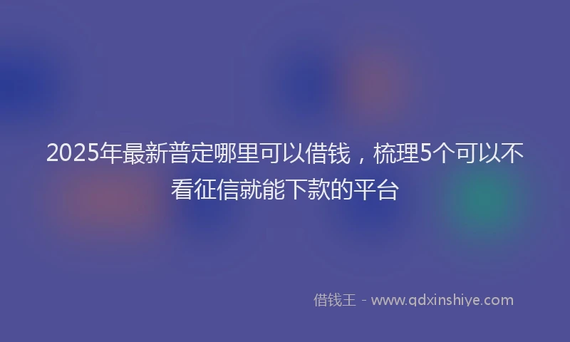 2025年最新普定哪里可以借钱，梳理5个可以不看征信就能下款的平台