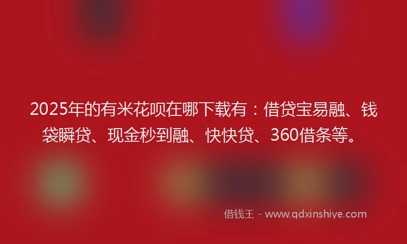 2025年的有米花呗在哪下载有：借贷宝易融、钱袋瞬贷、现金秒到融、快快贷、360借条等。
