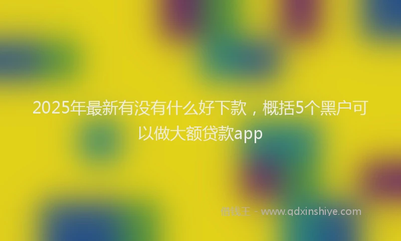 2025年最新有没有什么好下款，概括5个黑户可以做大额贷款app