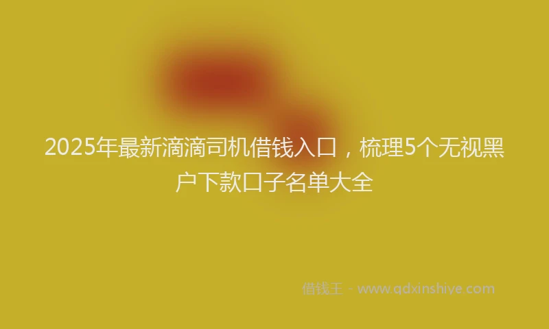 2025年最新滴滴司机借钱入口，梳理5个无视黑户下款口子名单大全