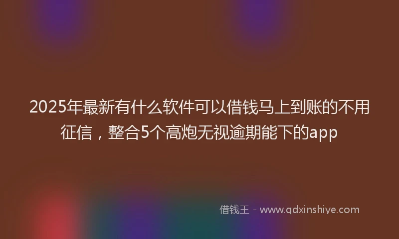 2025年最新有什么软件可以借钱马上到账的不用征信，整合5个高炮无视逾期能下的app