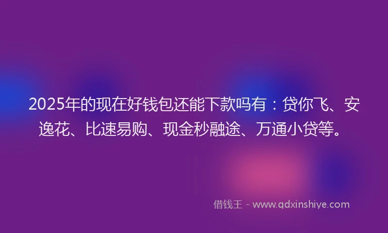 2025年的现在好钱包还能下款吗有：贷你飞、安逸花、比速易购、现金秒融途、万通小贷等。