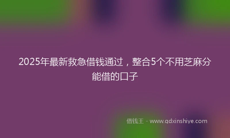 2025年最新救急借钱通过，整合5个不用芝麻分能借的口子