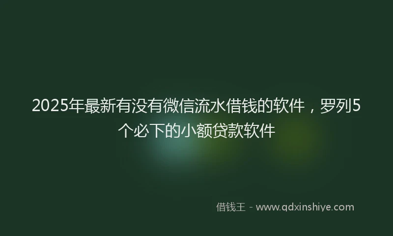2025年最新有没有微信流水借钱的软件，罗列5个必下的小额贷款软件