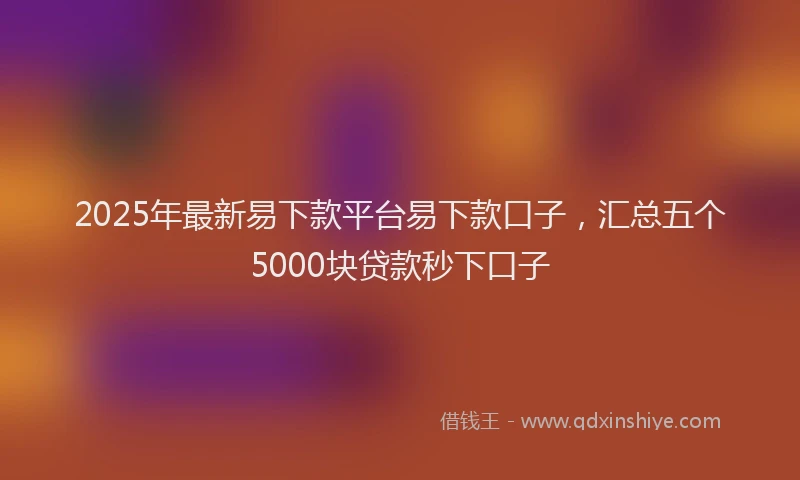 2025年最新易下款平台易下款口子，汇总五个5000块贷款秒下口子