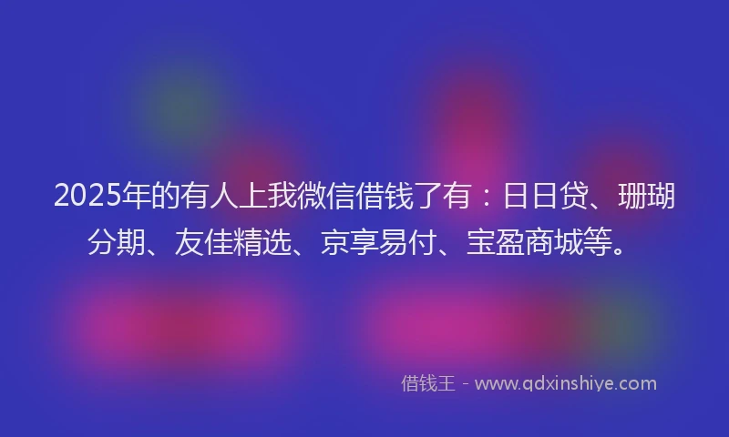 2025年的有人上我微信借钱了有：日日贷、珊瑚分期、友佳精选、京享易付、宝盈商城等。