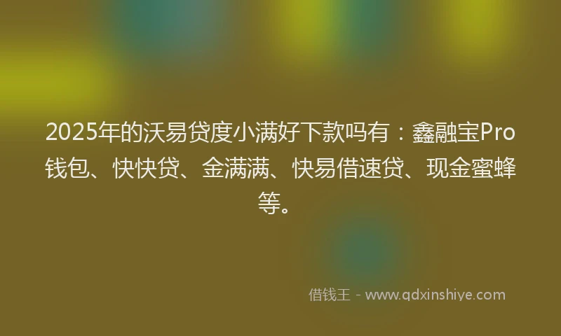 2025年的沃易贷度小满好下款吗有：鑫融宝Pro钱包、快快贷、金满满、快易借速贷、现金蜜蜂等。