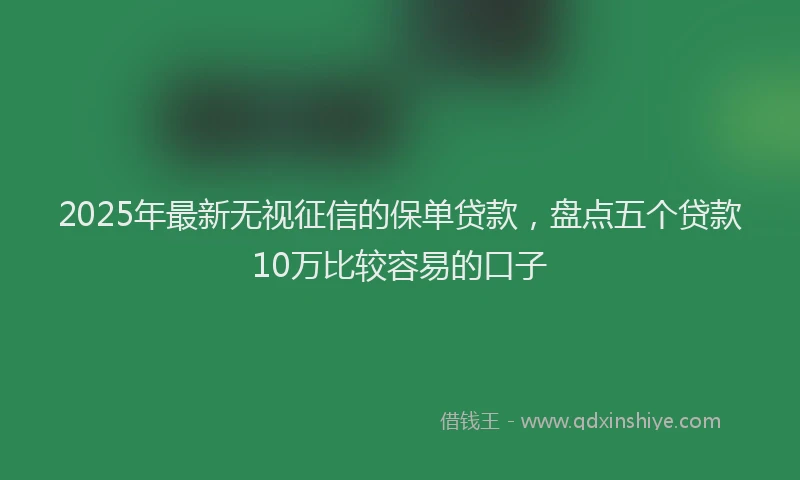 2025年最新无视征信的保单贷款，盘点五个贷款10万比较容易的口子