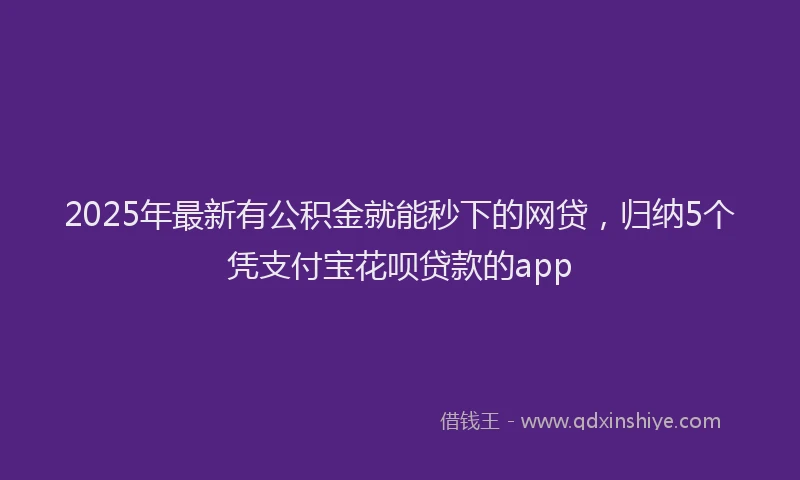 2025年最新有公积金就能秒下的网贷，归纳5个凭支付宝花呗贷款的app