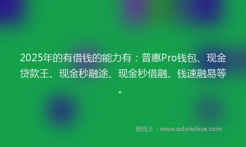 2025年的有借钱的能力有：普惠Pro钱包、现金贷款王、现金秒融途、现金秒借融、钱速融易等。