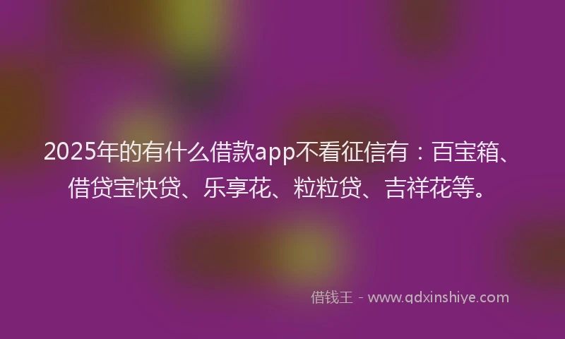 2025年的有什么借款app不看征信有：百宝箱、借贷宝快贷、乐享花、粒粒贷、吉祥花等。