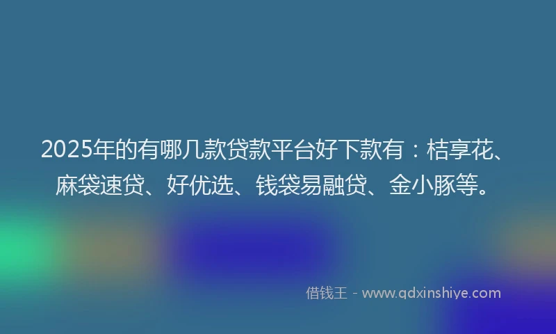 2025年的有哪几款贷款平台好下款有：桔享花、麻袋速贷、好优选、钱袋易融贷、金小豚等。