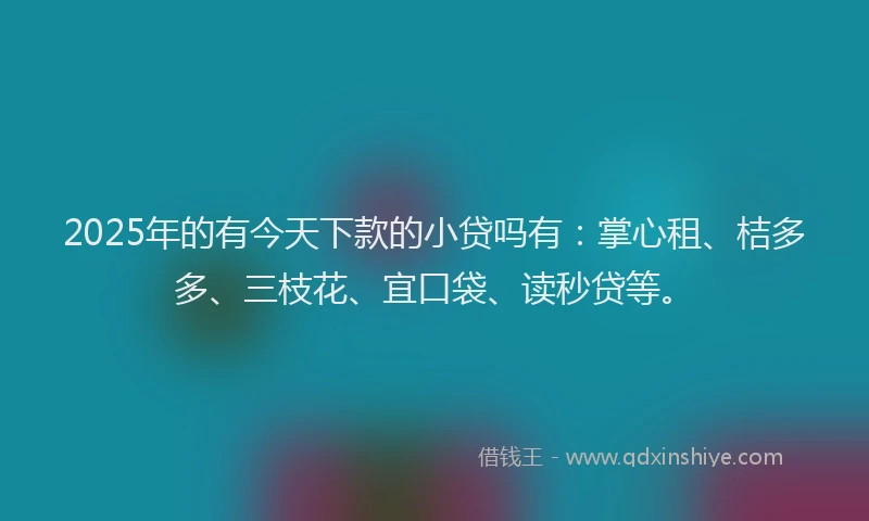 2025年的有今天下款的小贷吗有：掌心租、桔多多、三枝花、宜口袋、读秒贷等。