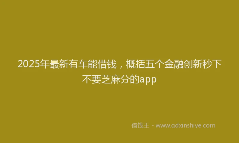 2025年最新有车能借钱，概括五个金融创新秒下不要芝麻分的app