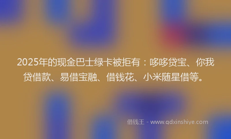 2025年的现金巴士绿卡被拒有:哆哆贷宝、你我贷借款、易借宝融、借钱花、小米随星借等。