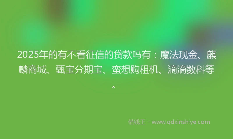 2025年的有不看征信的贷款吗有：魔法现金、麒麟商城、甄宝分期宝、蛮想购租机、滴滴数科等。