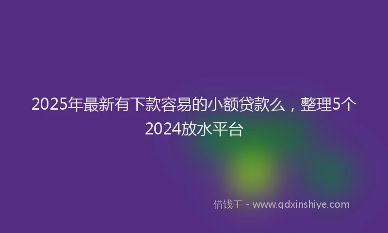 2025年最新有下款容易的小额贷款么，整理5个2024放水平台