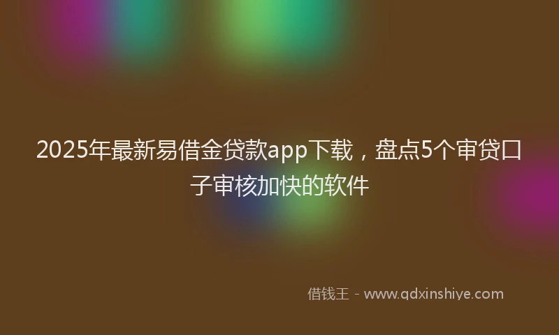 2025年最新易借金贷款app下载，盘点5个审贷口子审核加快的软件