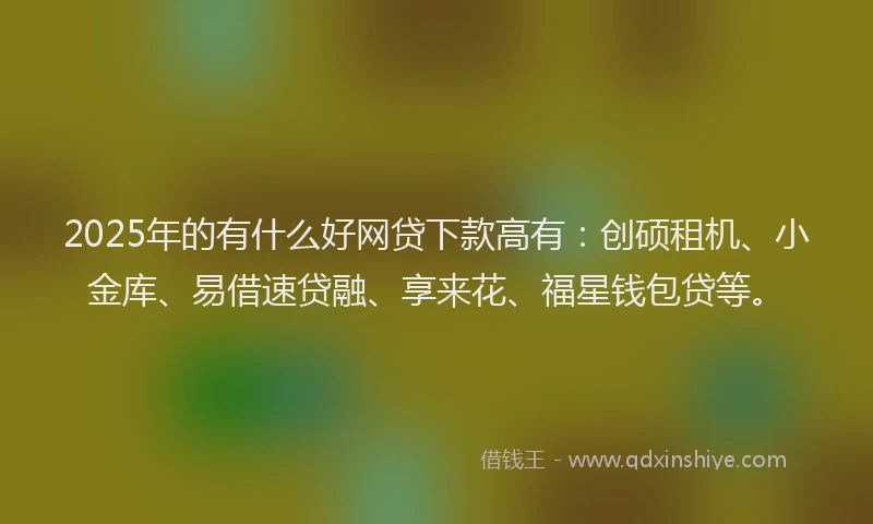 2025年的有什么好网贷下款高有：创硕租机、小金库、易借速贷融、享来花、福星钱包贷等。