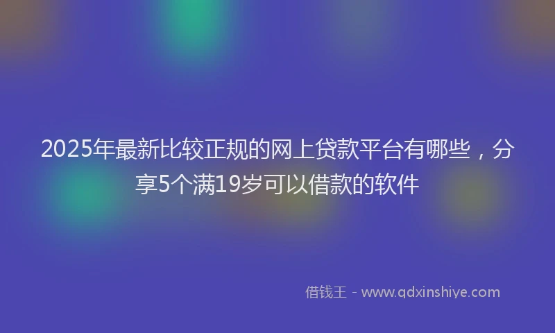 2025年最新比较正规的网上贷款平台有哪些，分享5个满19岁可以借款的软件