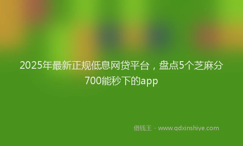 2025年最新正规低息网贷平台，盘点5个芝麻分700能秒下的app