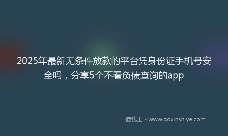 2025年最新无条件放款的平台凭身份证手机号安全吗，分享5个不看负债查询的app