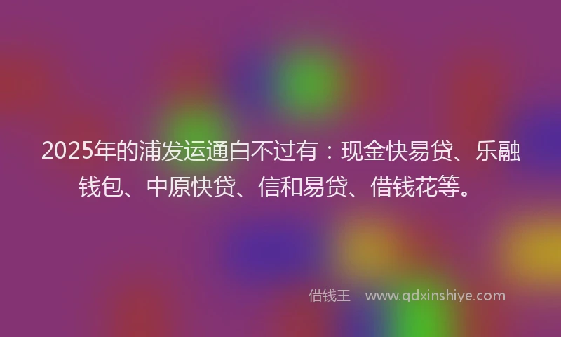 2025年的浦发运通白不过有：现金快易贷、乐融钱包、中原快贷、信和易贷、借钱花等。