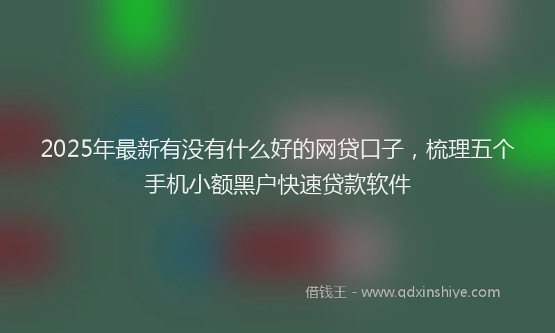 2025年最新有没有什么好的网贷口子，梳理五个手机小额黑户快速贷款软件