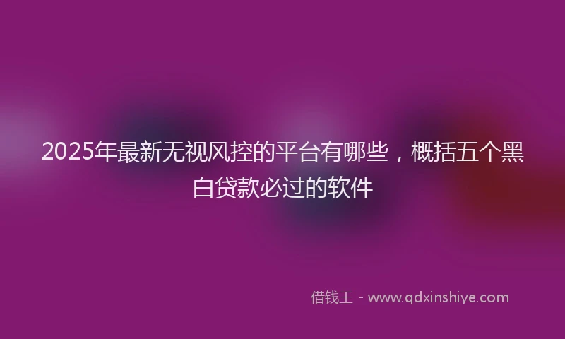 2025年最新无视风控的平台有哪些，概括五个黑白贷款必过的软件