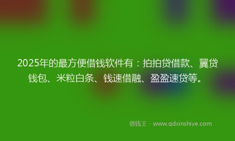 2025年的最方便借钱软件有：拍拍贷借款、翼贷钱包、米粒白条、钱速借融、盈盈速贷等。
