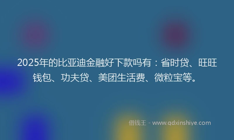 2025年的比亚迪金融好下款吗有：省时贷、旺旺钱包、功夫贷、美团生活费、微粒宝等。