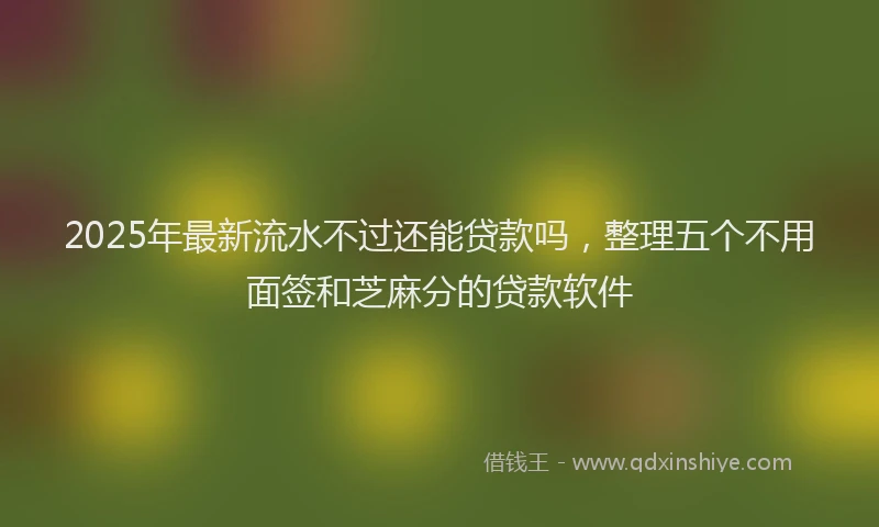 2025年最新流水不过还能贷款吗，整理五个不用面签和芝麻分的贷款软件