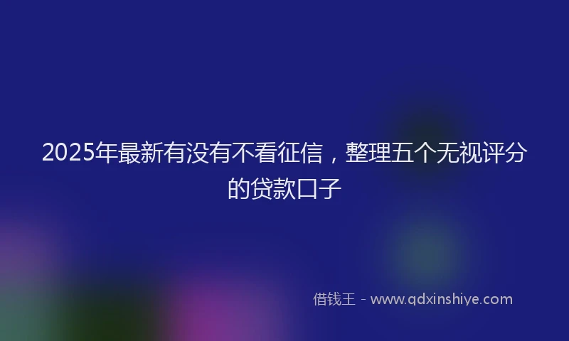 2025年最新有没有不看征信，整理五个无视评分的贷款口子