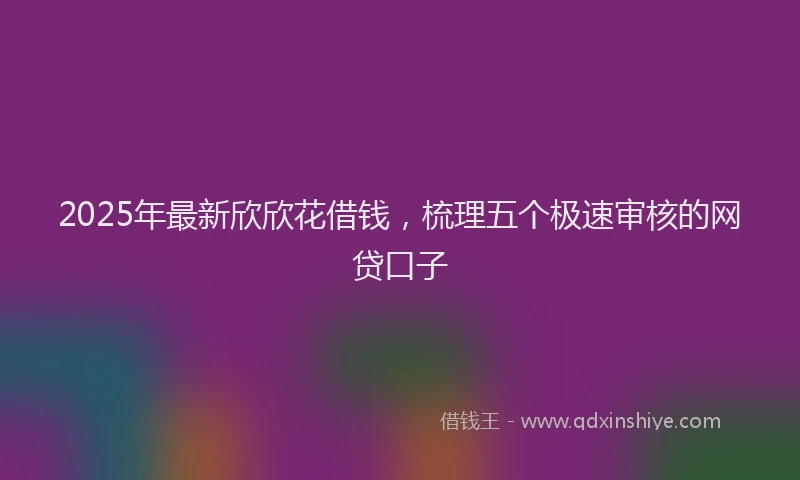 2025年最新欣欣花借钱，梳理五个极速审核的网贷口子
