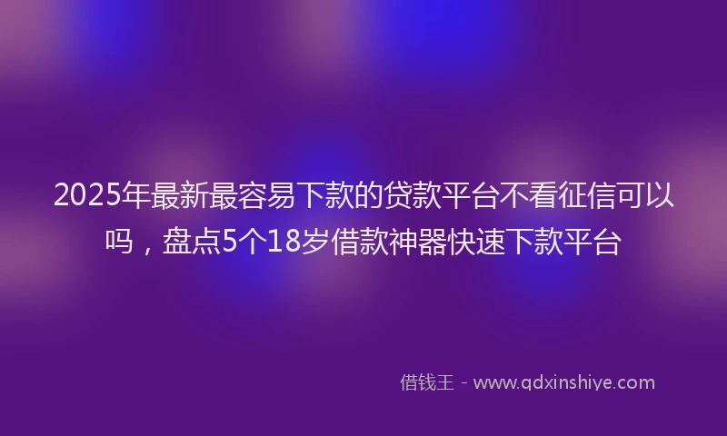 2025年最新最容易下款的贷款平台不看征信可以吗，盘点5个18岁借款神器快速下款平台