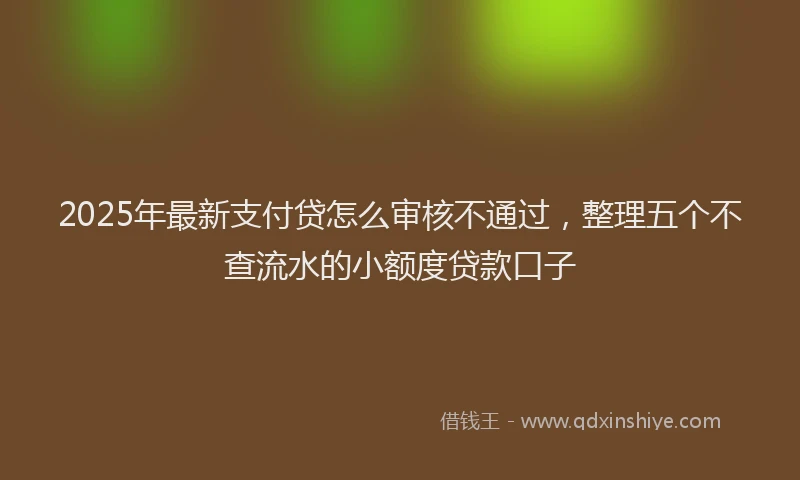 2025年最新支付贷怎么审核不通过，整理五个不查流水的小额度贷款口子
