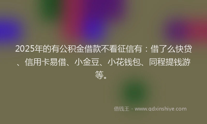 2025年的有公积金借款不看征信有：借了么快贷、信用卡易借、小金豆、小花钱包、同程提钱游等。