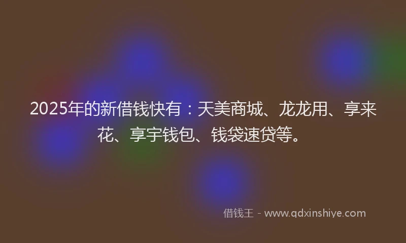 2025年的新借钱快有：天美商城、龙龙用、享来花、享宇钱包、钱袋速贷等。