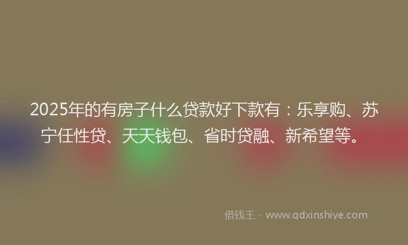 2025年的有房子什么贷款好下款有：乐享购、苏宁任性贷、天天钱包、省时贷融、新希望等。