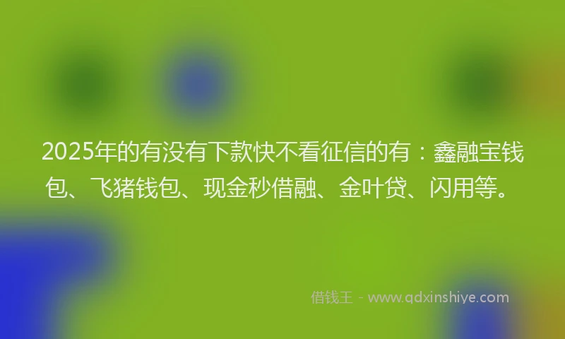 2025年的有没有下款快不看征信的有：鑫融宝钱包、飞猪钱包、现金秒借融、金叶贷、闪用等。