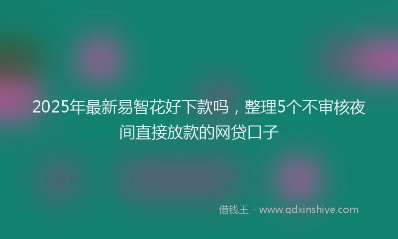 2025年最新易智花好下款吗，整理5个不审核夜间直接放款的网贷口子