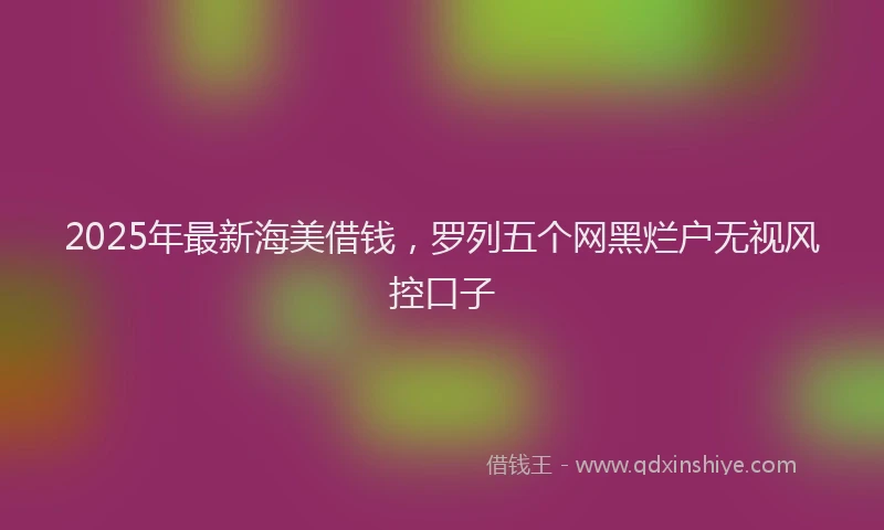 2025年最新海美借钱，罗列五个网黑烂户无视风控口子