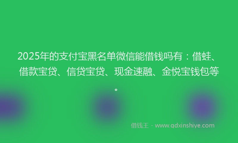 2025年的支付宝黑名单微信能借钱吗有：借蛙、借款宝贷、信贷宝贷、现金速融、金悦宝钱包等。
