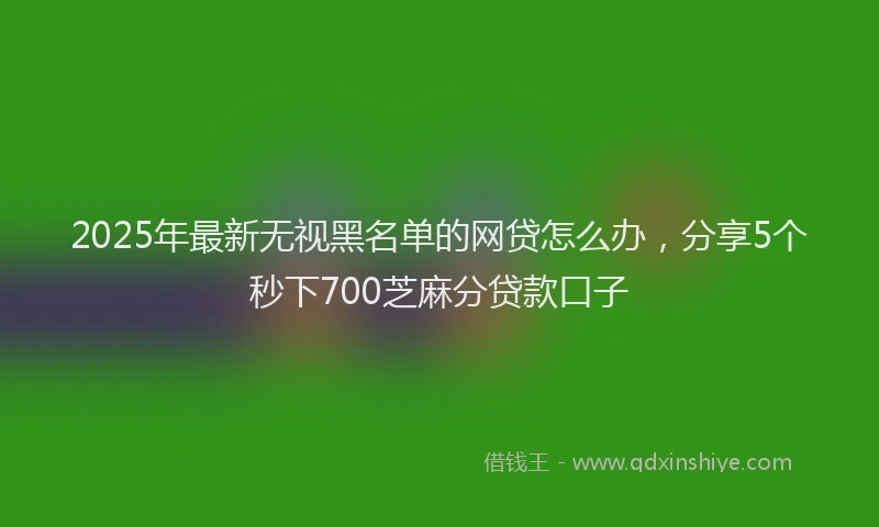 2025年最新无视黑名单的网贷怎么办，分享5个秒下700芝麻分贷款口子