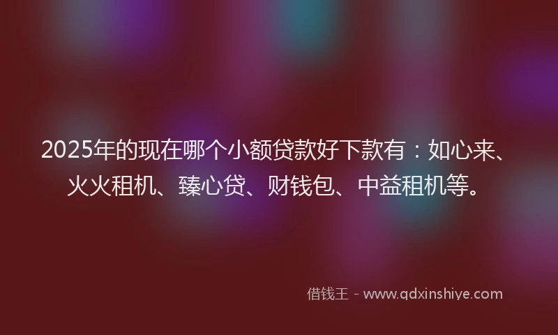 2025年的现在哪个小额贷款好下款有：如心来、火火租机、臻心贷、财钱包、中益租机等。