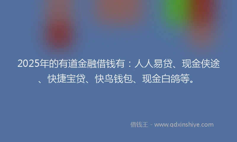 2025年的有道金融借钱有：人人易贷、现金侠途、快捷宝贷、快鸟钱包、现金白鸽等。