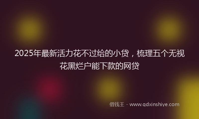 2025年最新活力花不过给的小贷，梳理五个无视花黑烂户能下款的网贷