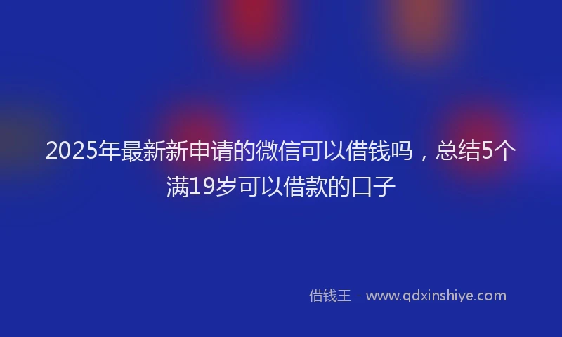 2025年最新新申请的微信可以借钱吗，总结5个满19岁可以借款的口子