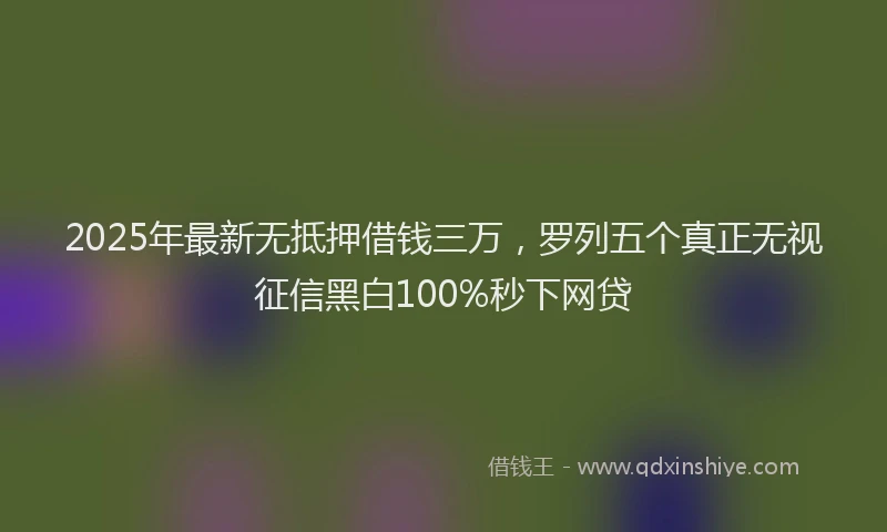 2025年最新无抵押借钱三万，罗列五个真正无视征信黑白100%秒下网贷